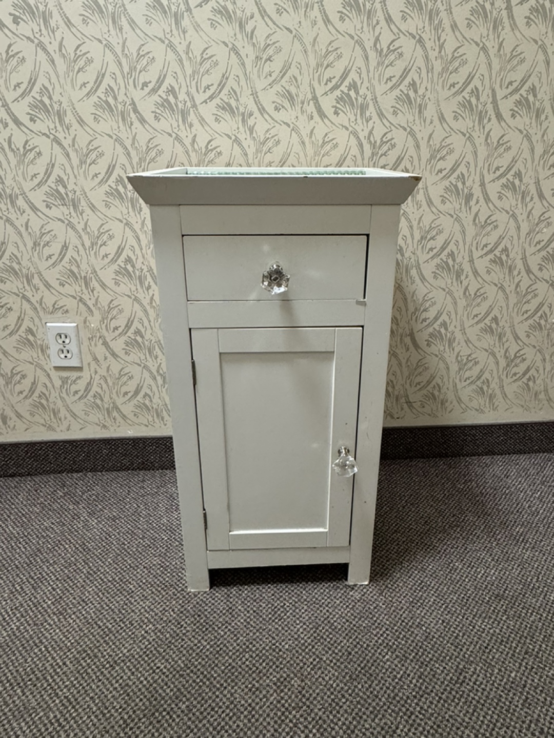 White Cabinet with Shelf and Drawer