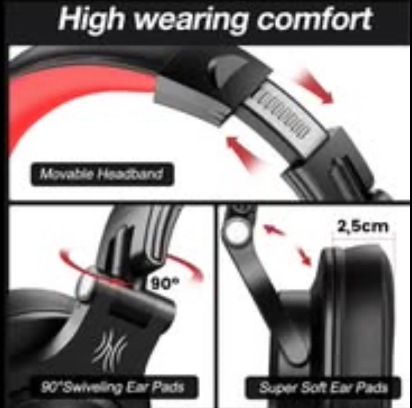 Headphones, Studio Headphones with Shareport, Foldable, Wired image indicator(3)