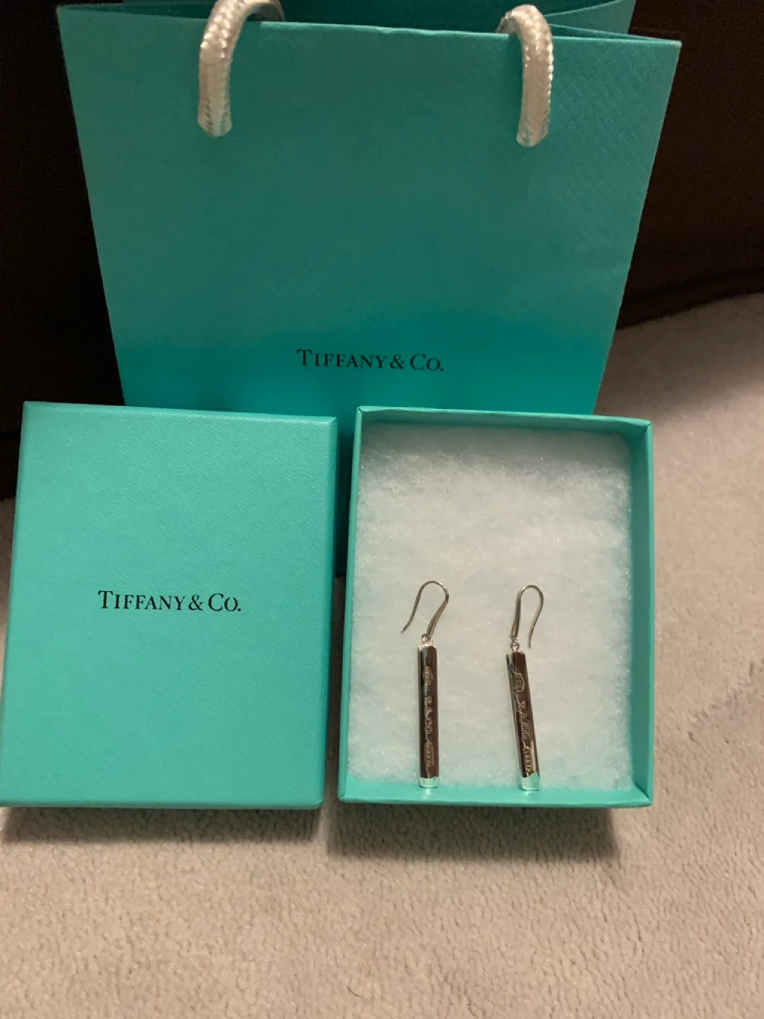 NEW Authentic Tiffany & Co. 1837 Rectangle Drop Earrings image indicator(4)