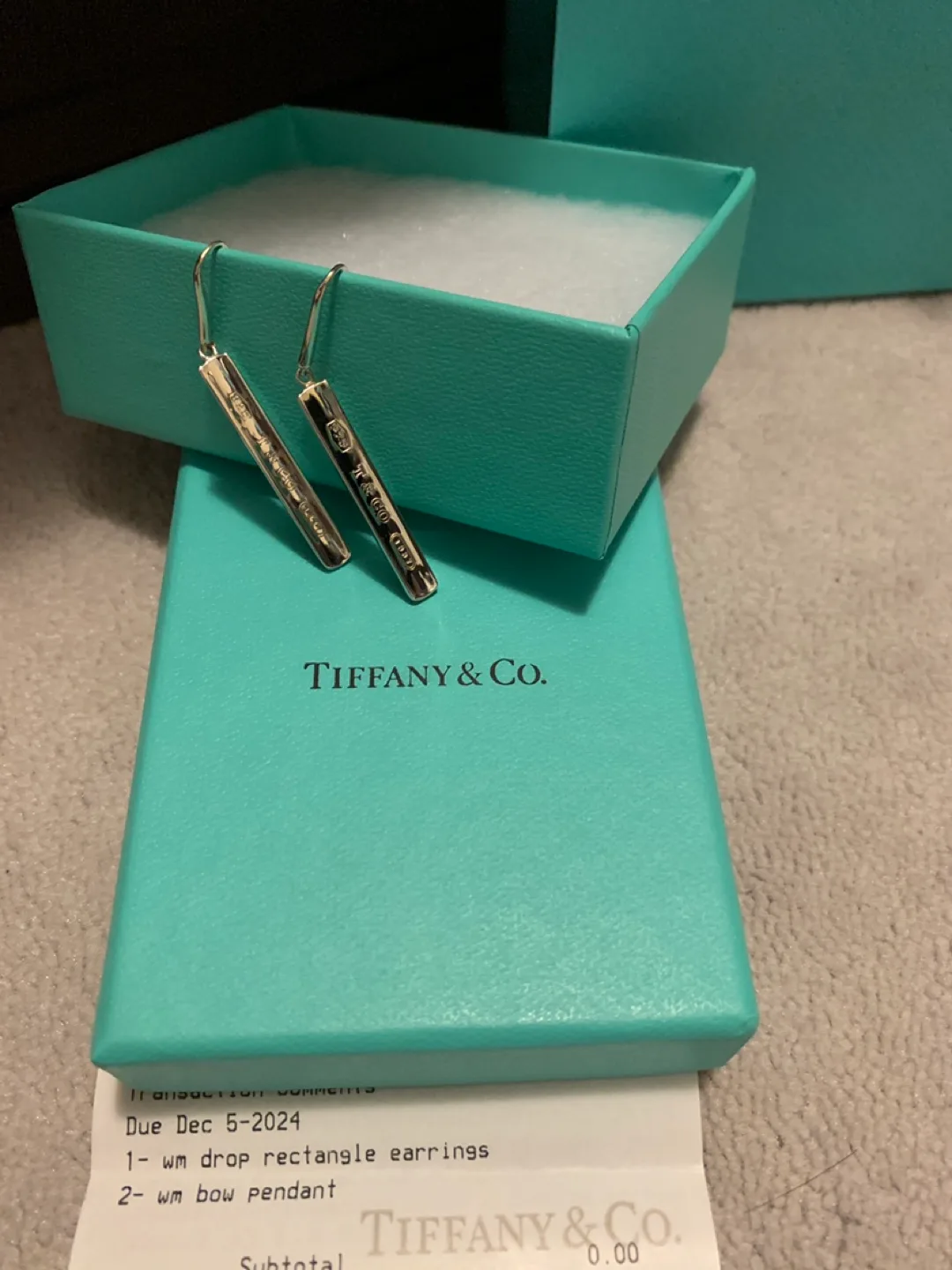 NEW Authentic Tiffany & Co. 1837 Rectangle Drop Earrings image indicator(2)