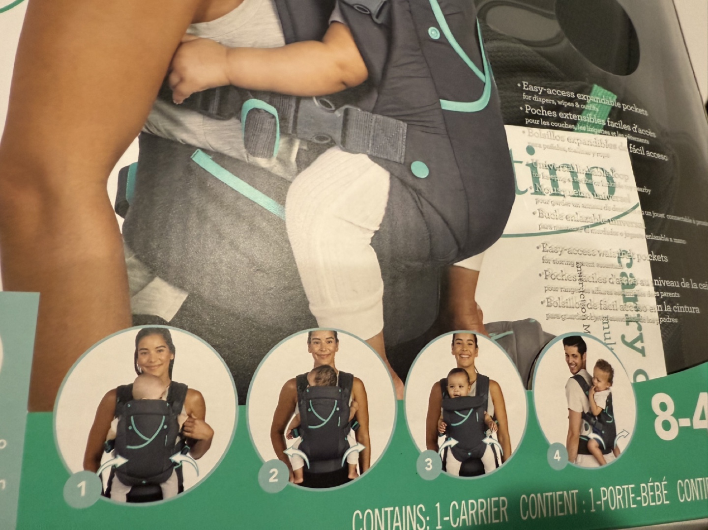 Infantino Carry On Active Multi-Pocket Baby Carrier 8-40lbs - photo 2