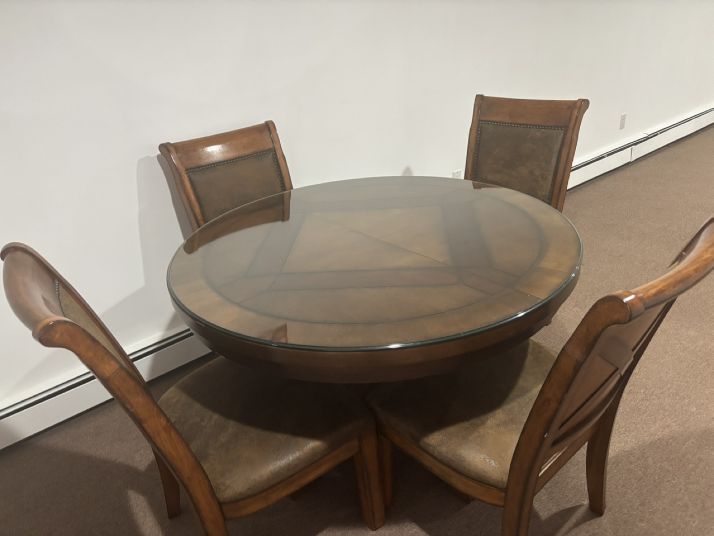 Round Glass Top Dining Table with 4 Chairs - photo 2