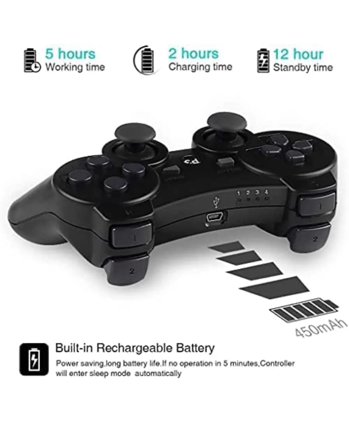 Wireless PS3 Controller with Rechargeable Battery image indicator(4)