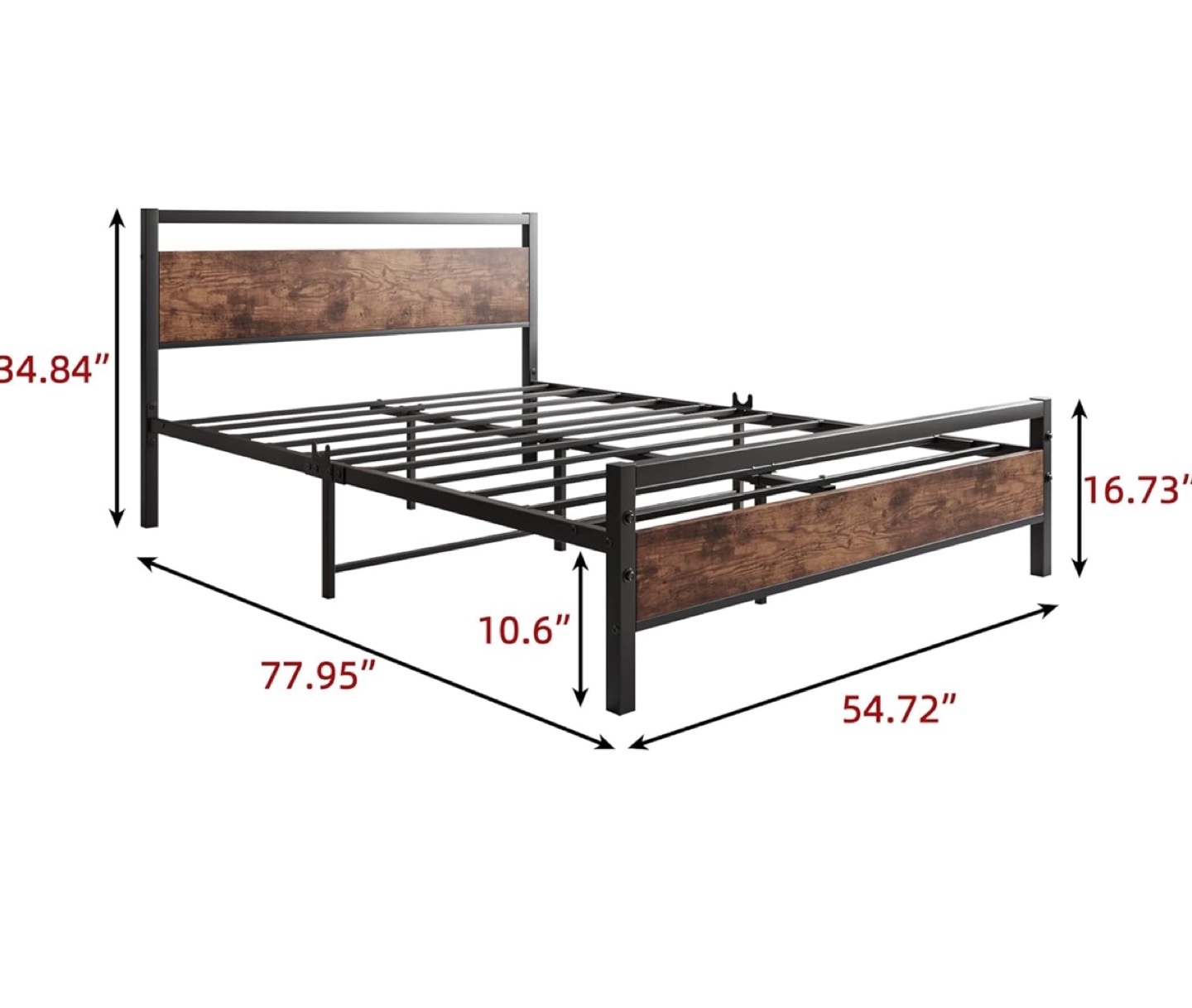 Full Size Bed Frame - Rustic Brown - photo 2