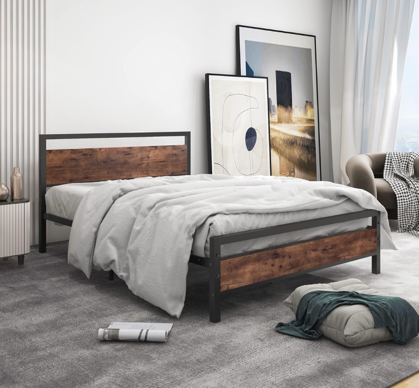 Full Size Bed Frame - Rustic Brown