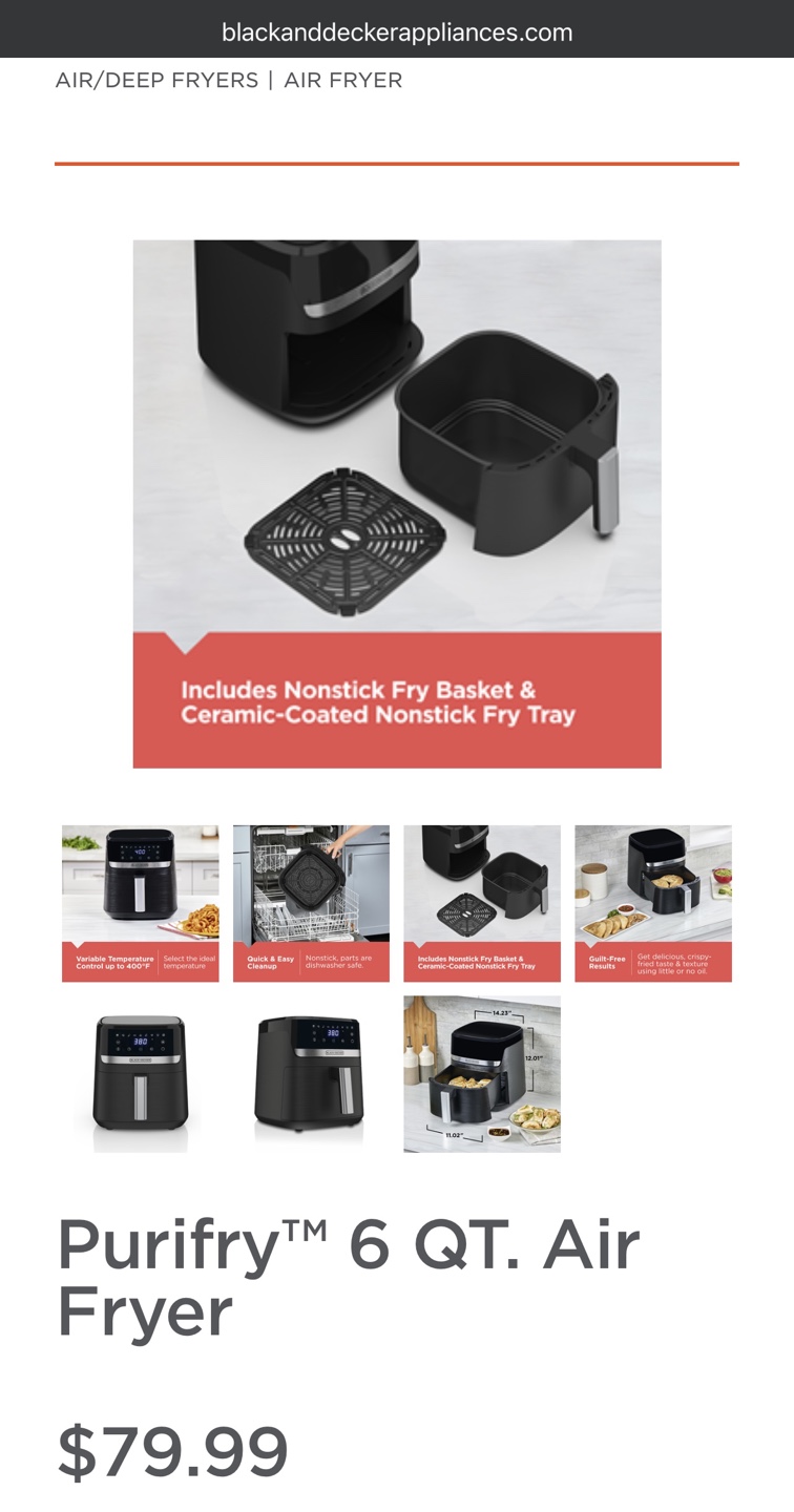Black + Decker Purifry 6QT Air Fryer - photo 4