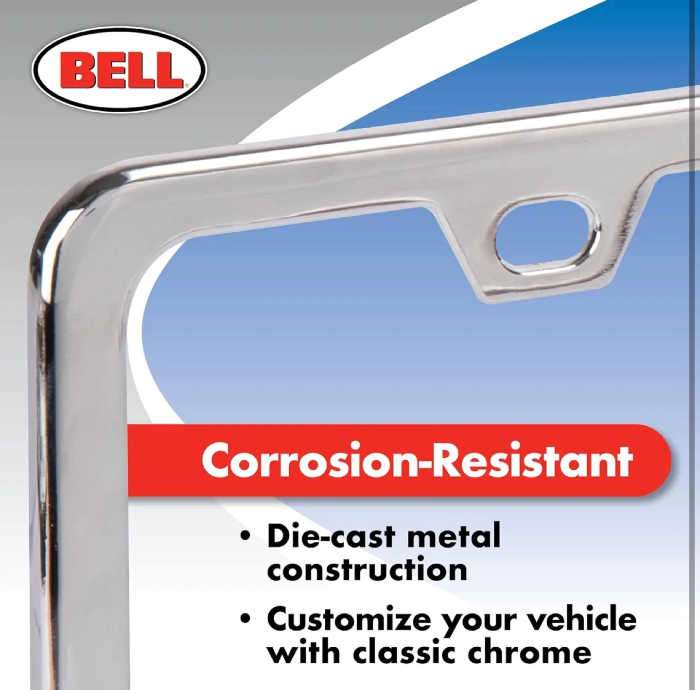 BELL Chrome Die-Cast License Plate Frame image indicator(3)