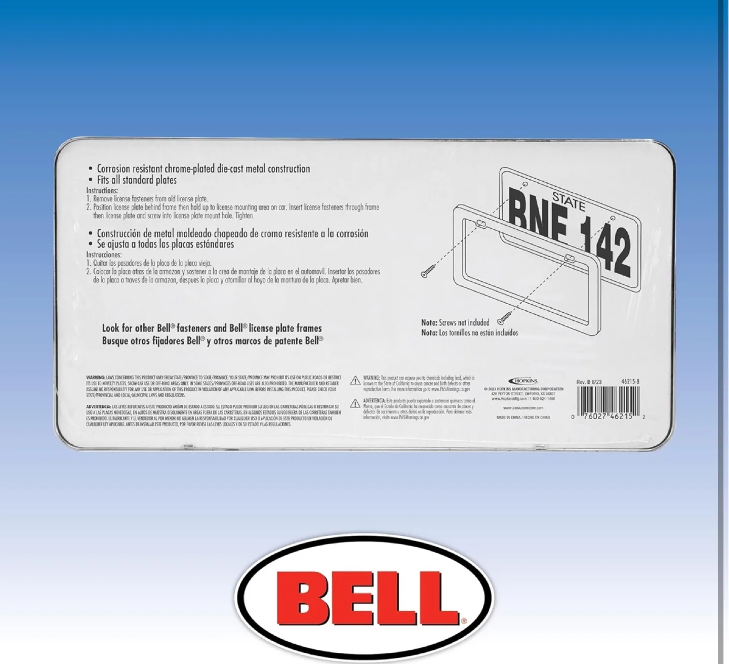 BELL Chrome Die-Cast License Plate Frame image indicator(5)