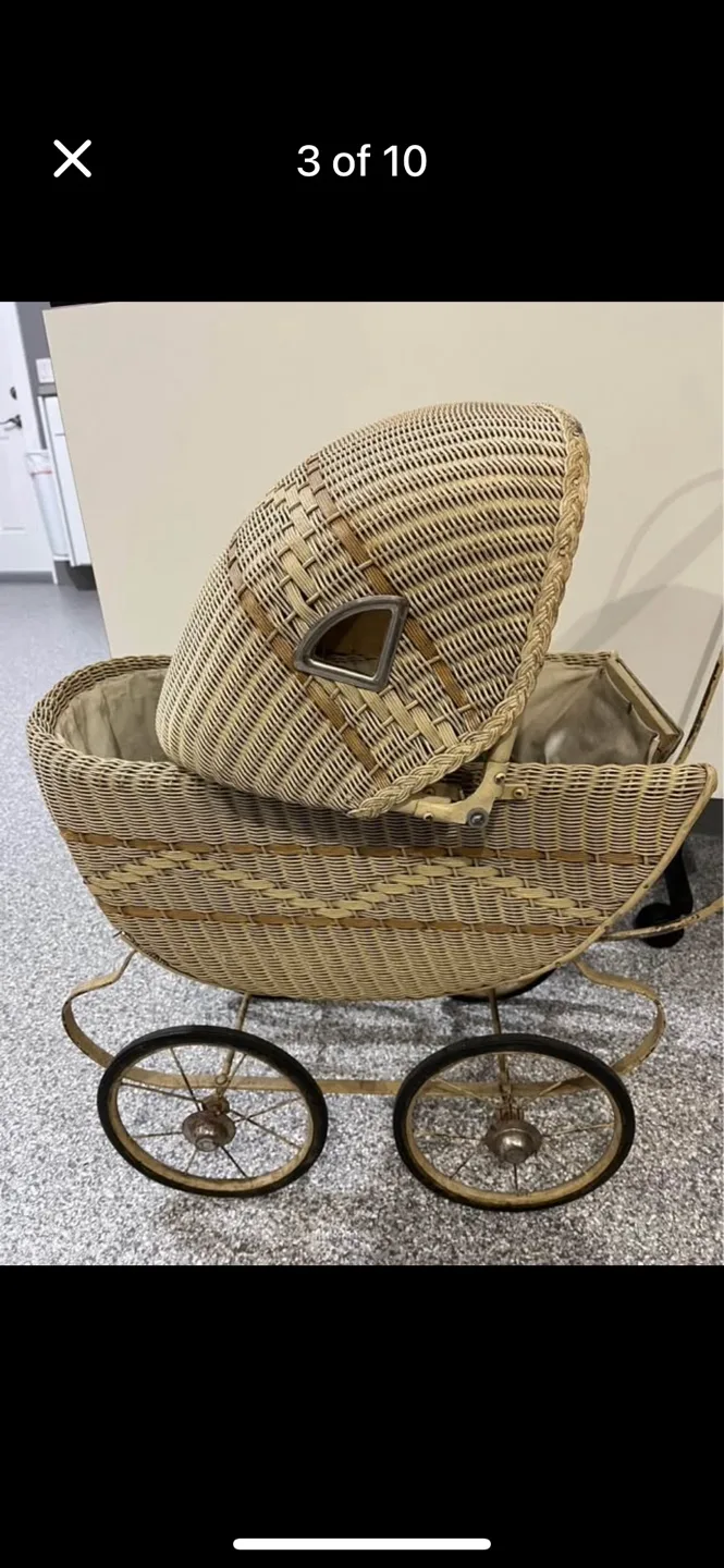 Rare Beauty Vintage Early 1900s Victorian Wicker Baby Doll image indicator(4)