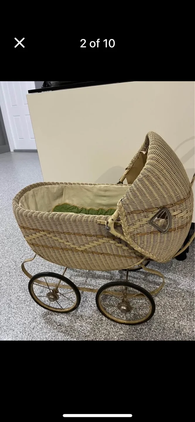 Rare Beauty Vintage Early 1900s Victorian Wicker Baby Doll image indicator(3)