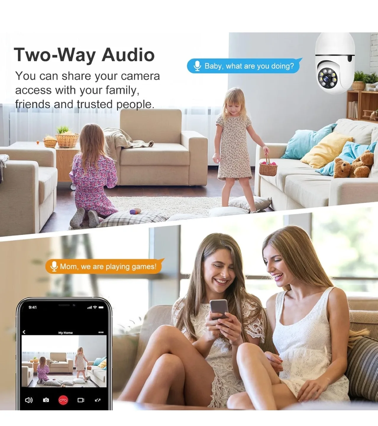 2 Pack Wireless Wifi Security Smart Bulb Camera image indicator(3)