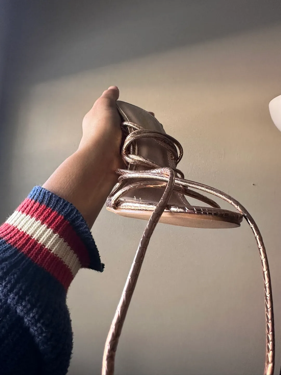 Pair Rose Gold Snake Skin Heeled Sandals image indicator(4)