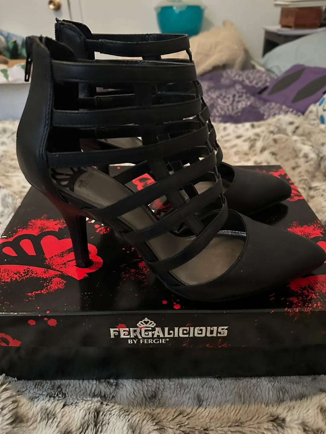 Fergalicious by Fergie Black Cage Heels image indicator(2)