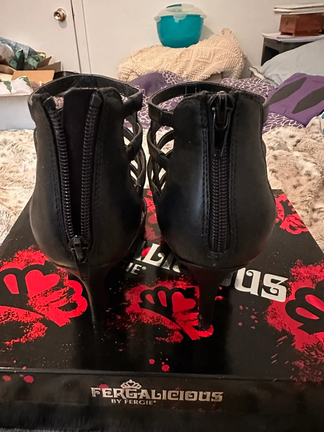 Fergalicious by Fergie Black Cage Heels image indicator(3)