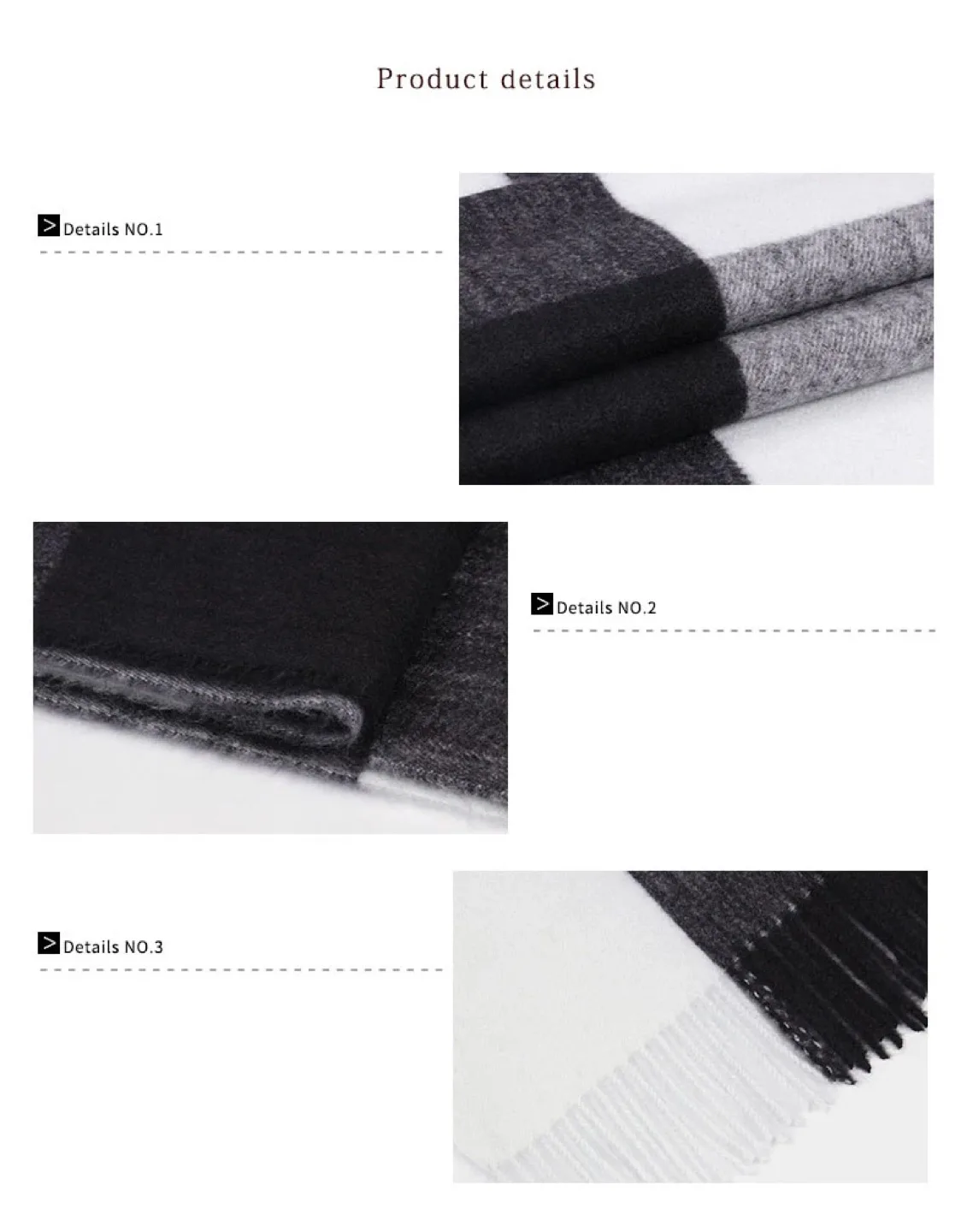 Thick, Black White and Grey Plaid Scarf image indicator(2)
