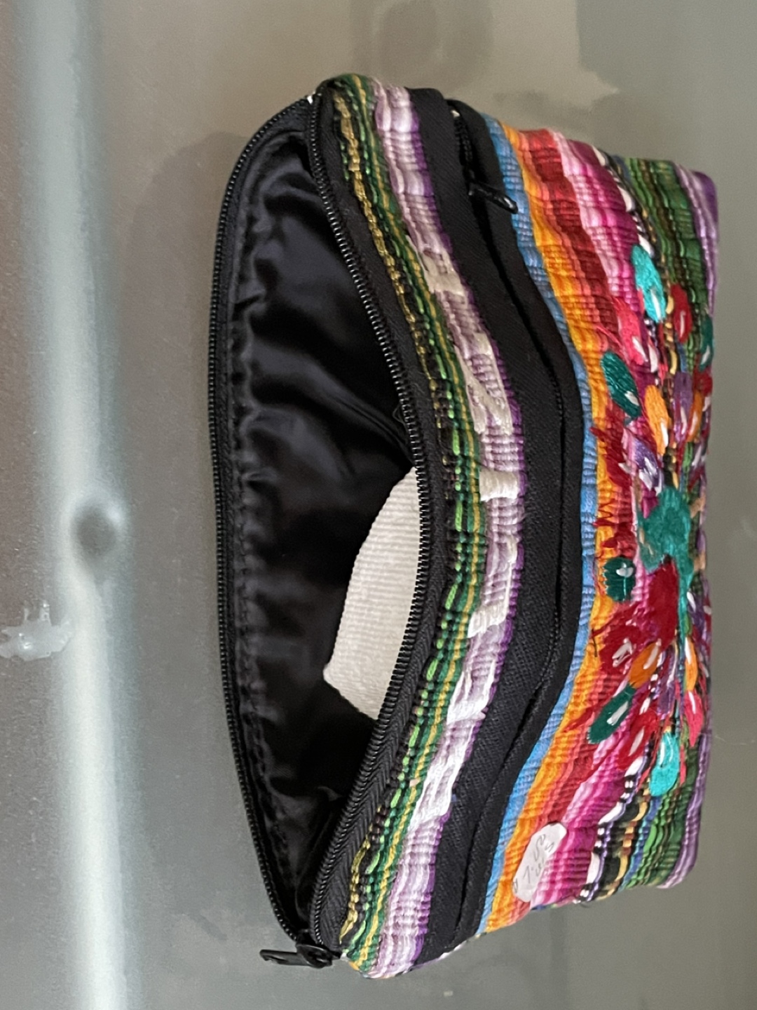 Belize Peacock Embroidered Zippered Pouch