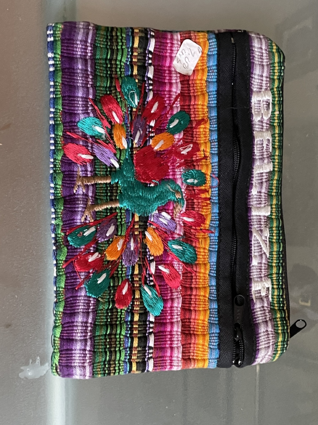 Belize Peacock Embroidered Zippered Pouch - photo 3