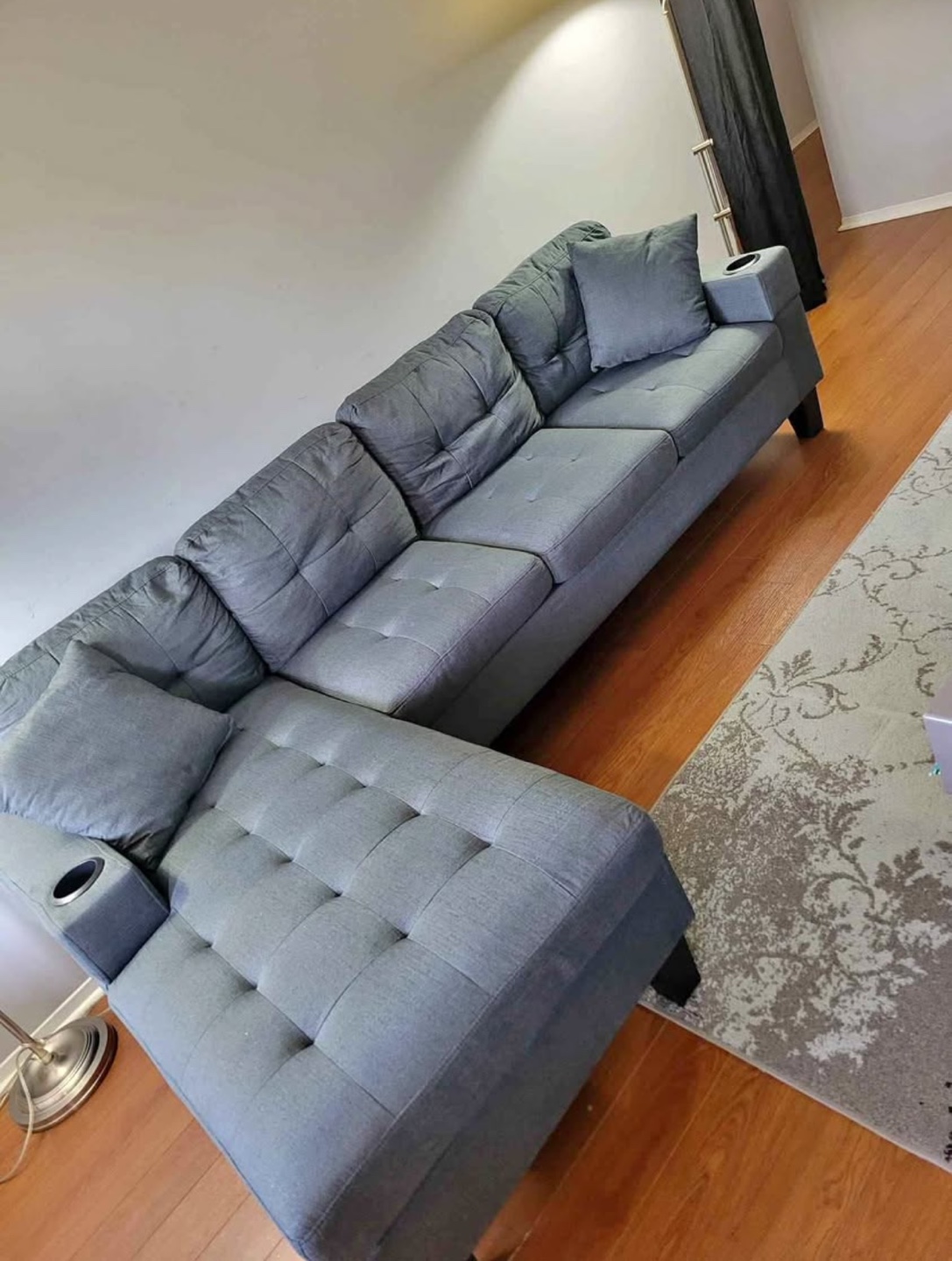 L Shaped Grey Sectional Sofa set for Living Room