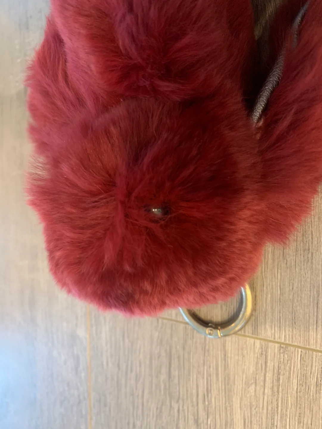 Red Furry Plush Bunny Keychain image indicator(2)