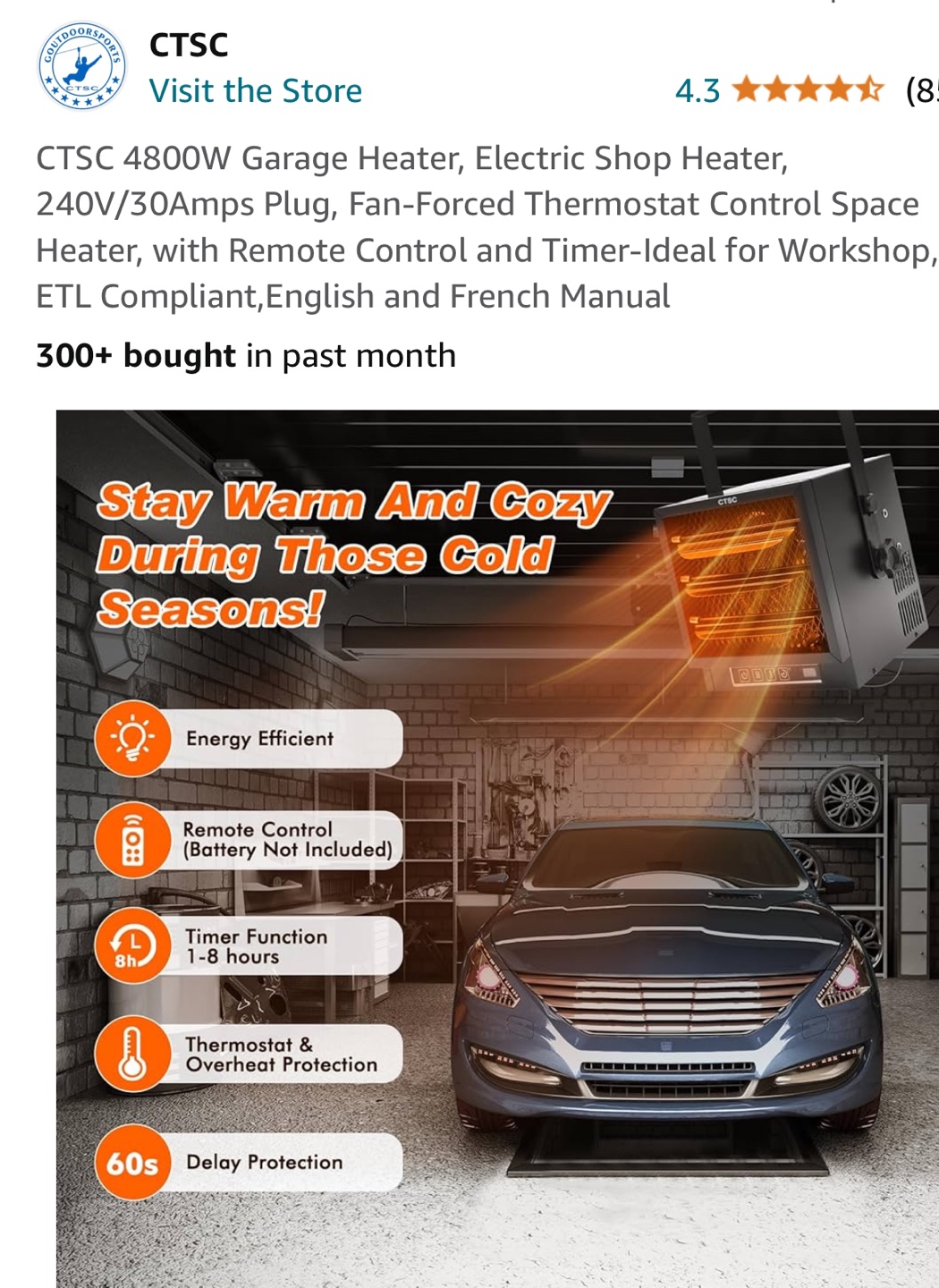 CTSC 4800W Garage Heater with Remote Control - photo 3
