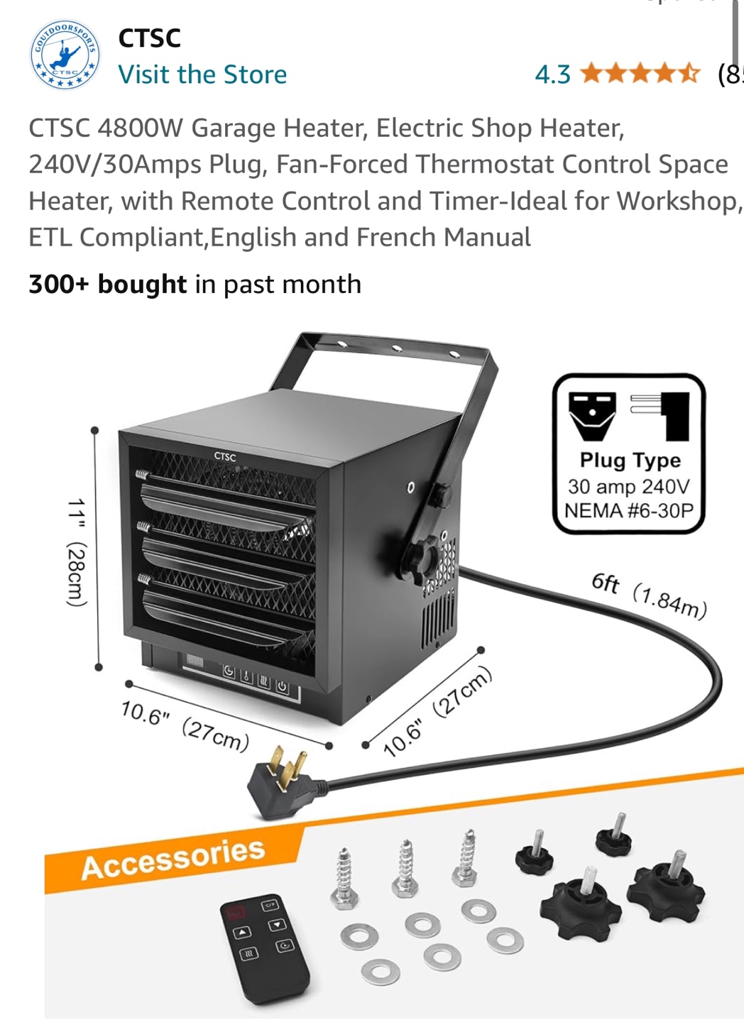 CTSC 4800W Garage Heater with Remote Control - photo 2