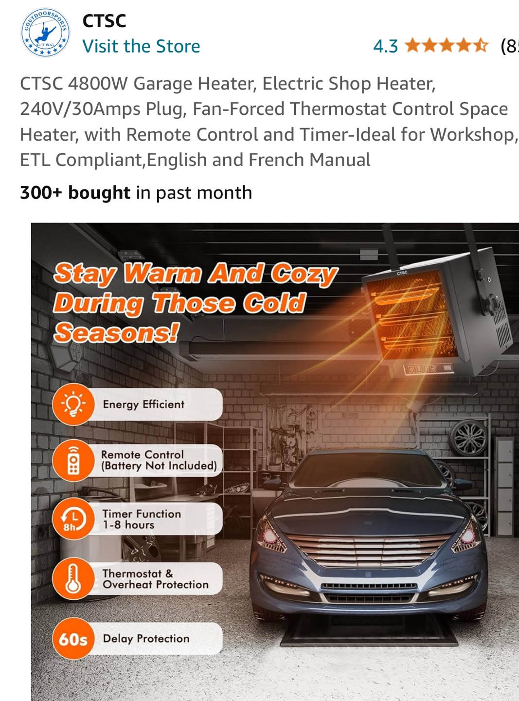 CTSC 4800W Garage Heater with Remote Control - photo 4