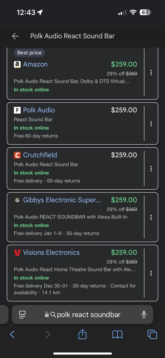 Polk Audio React Sound Bar image indicator(2)