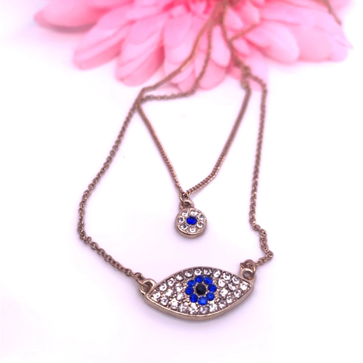 Aldo Gold Evil Eye double chain Necklace 18” image indicator(7)