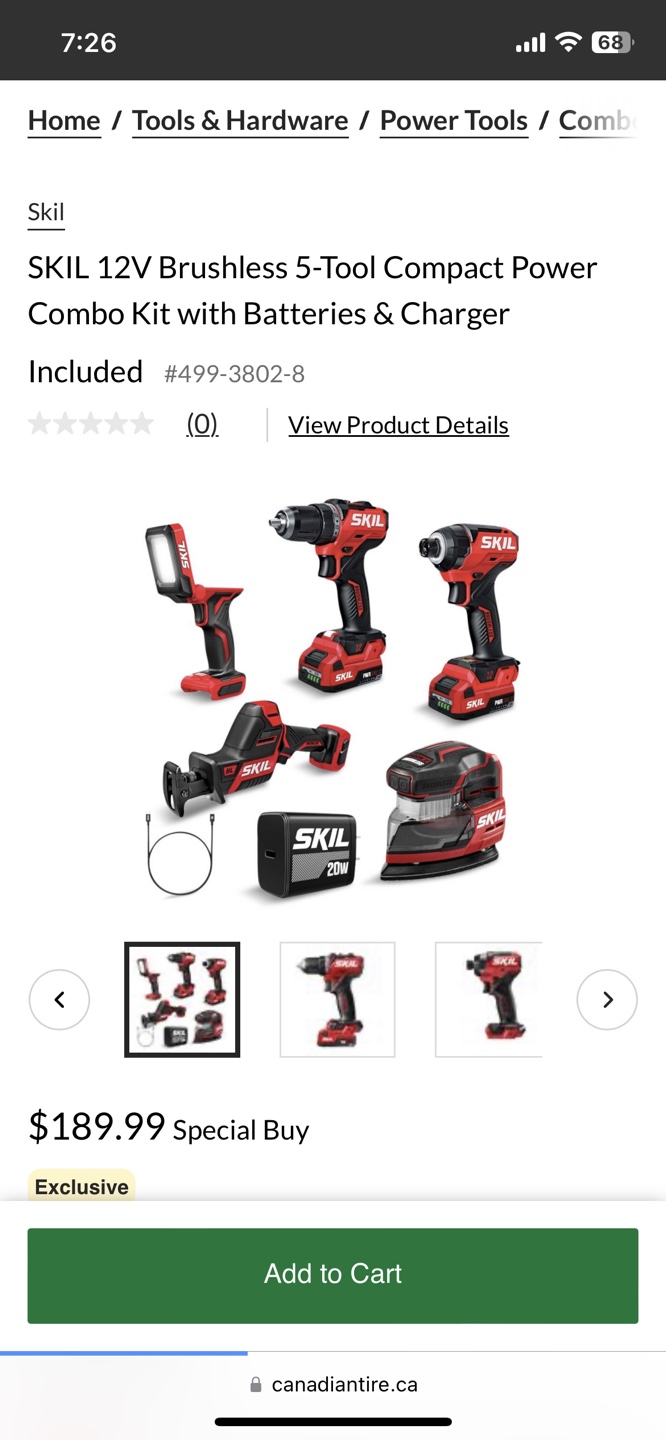 SKIL 12V Brushless 5-Tool Compact Power Combo Kit