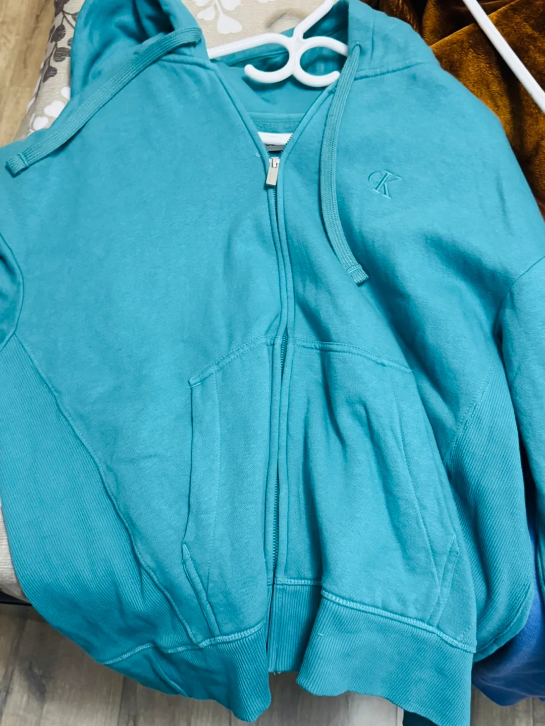 Calvin Klein Teal Zip Up Hoodie thumbnail