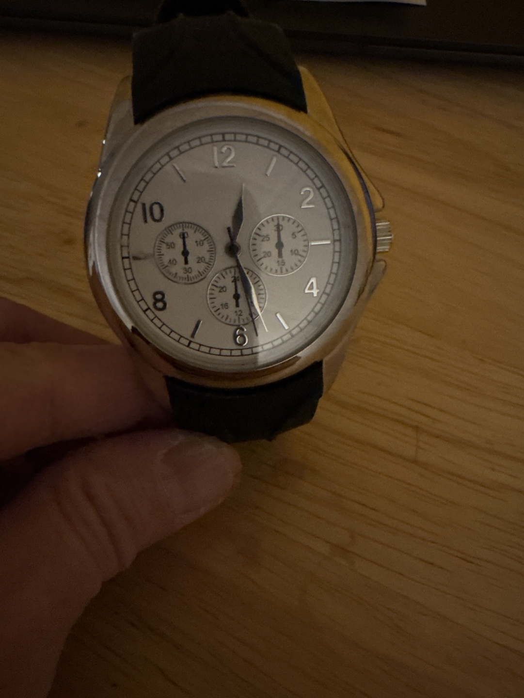 Men's Silver Watch with Black Band