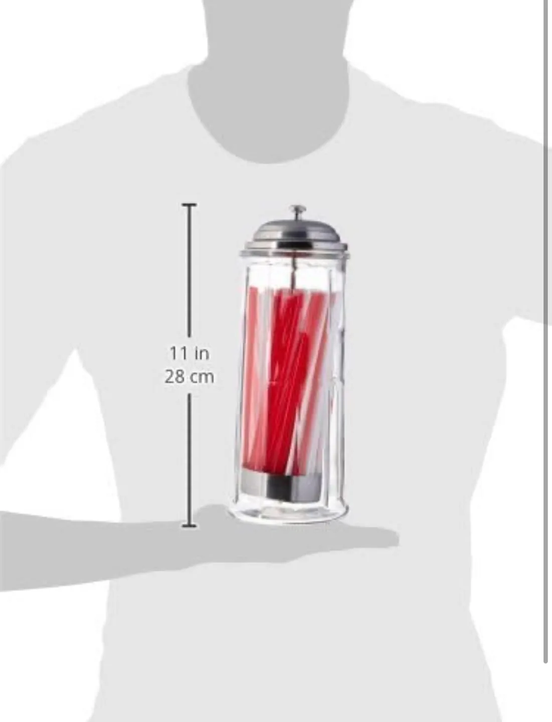Glass Straw Dispenser with Stainless Steel Lid image indicator(2)