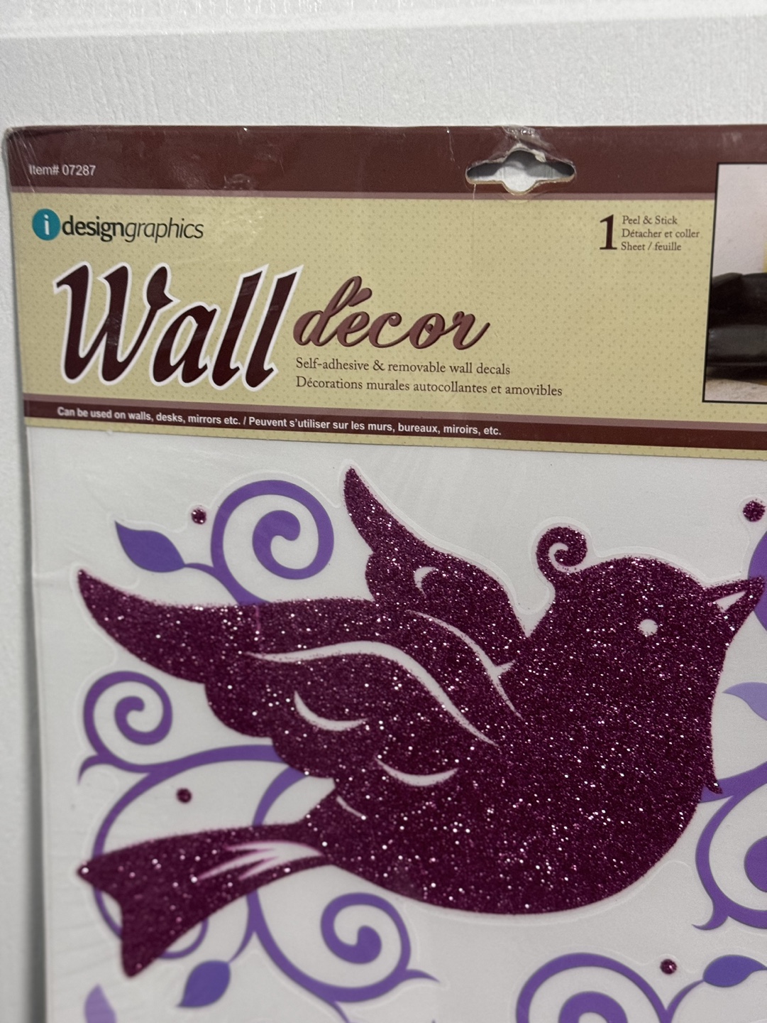 Purple Glitter Birds Wall Decals - photo 3