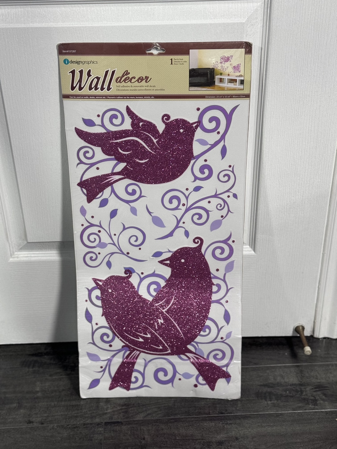 Purple Glitter Birds Wall Decals - photo 2