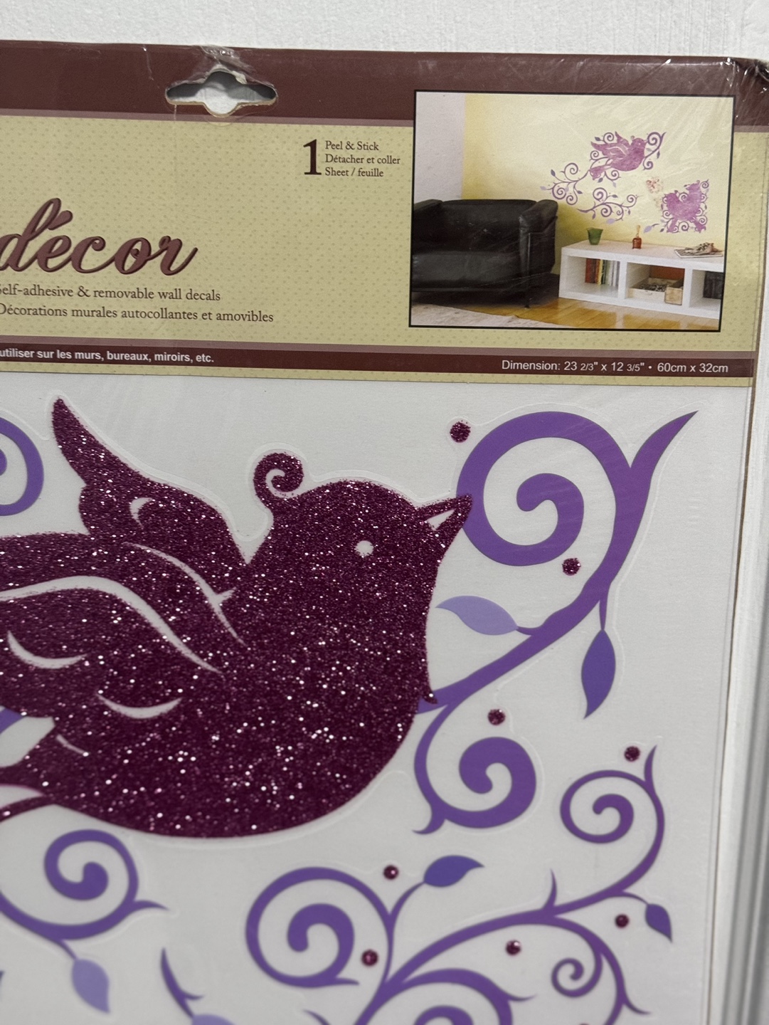 Purple Glitter Birds Wall Decals - photo 4