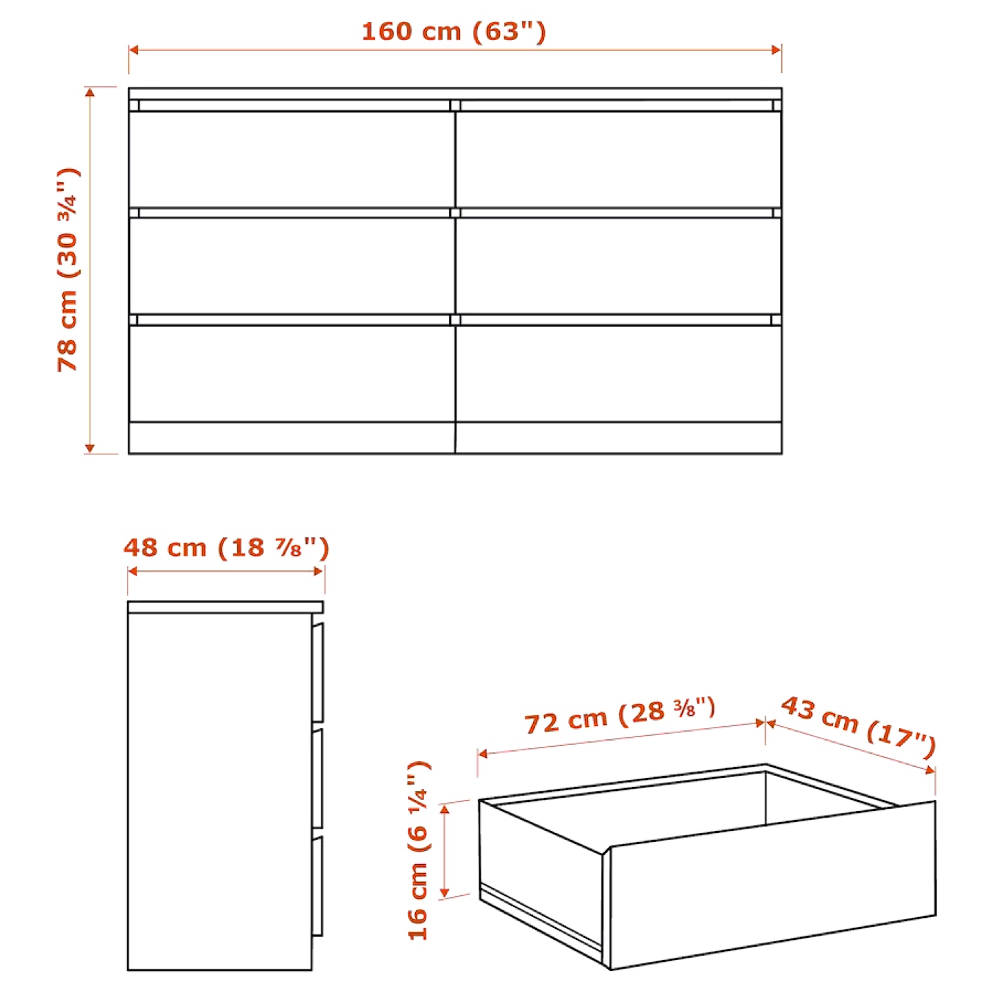 IKEA MALM 6-drawer Dresser - photo 2