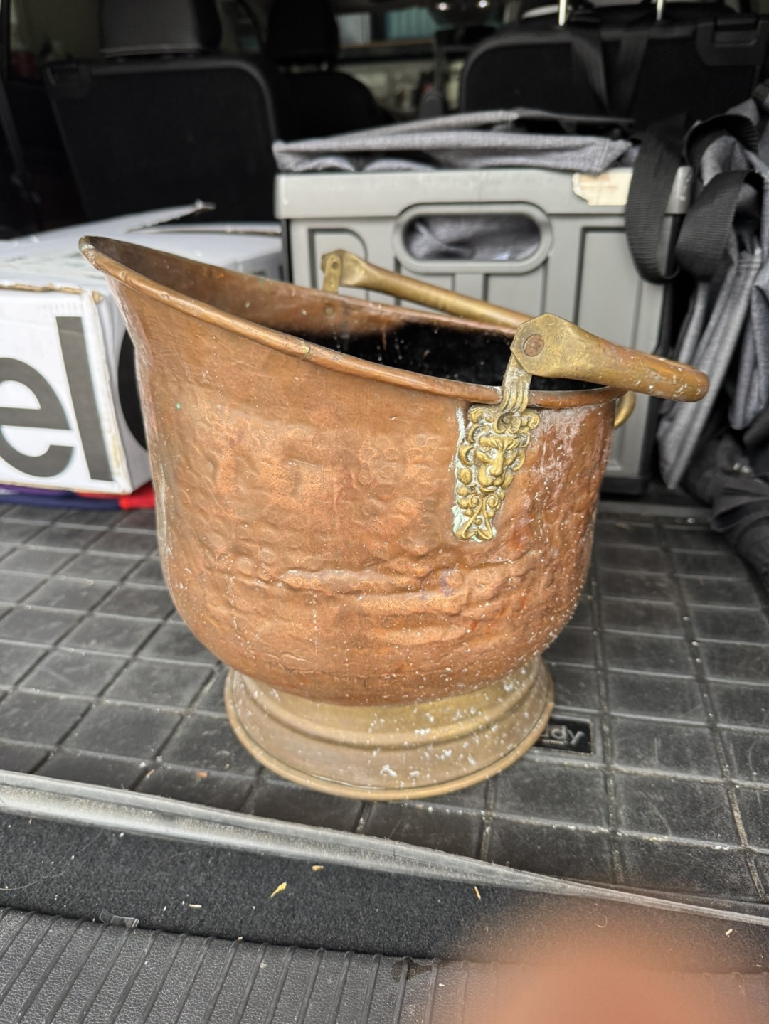 Antique Copper Bucket with Brass- $30 Accents