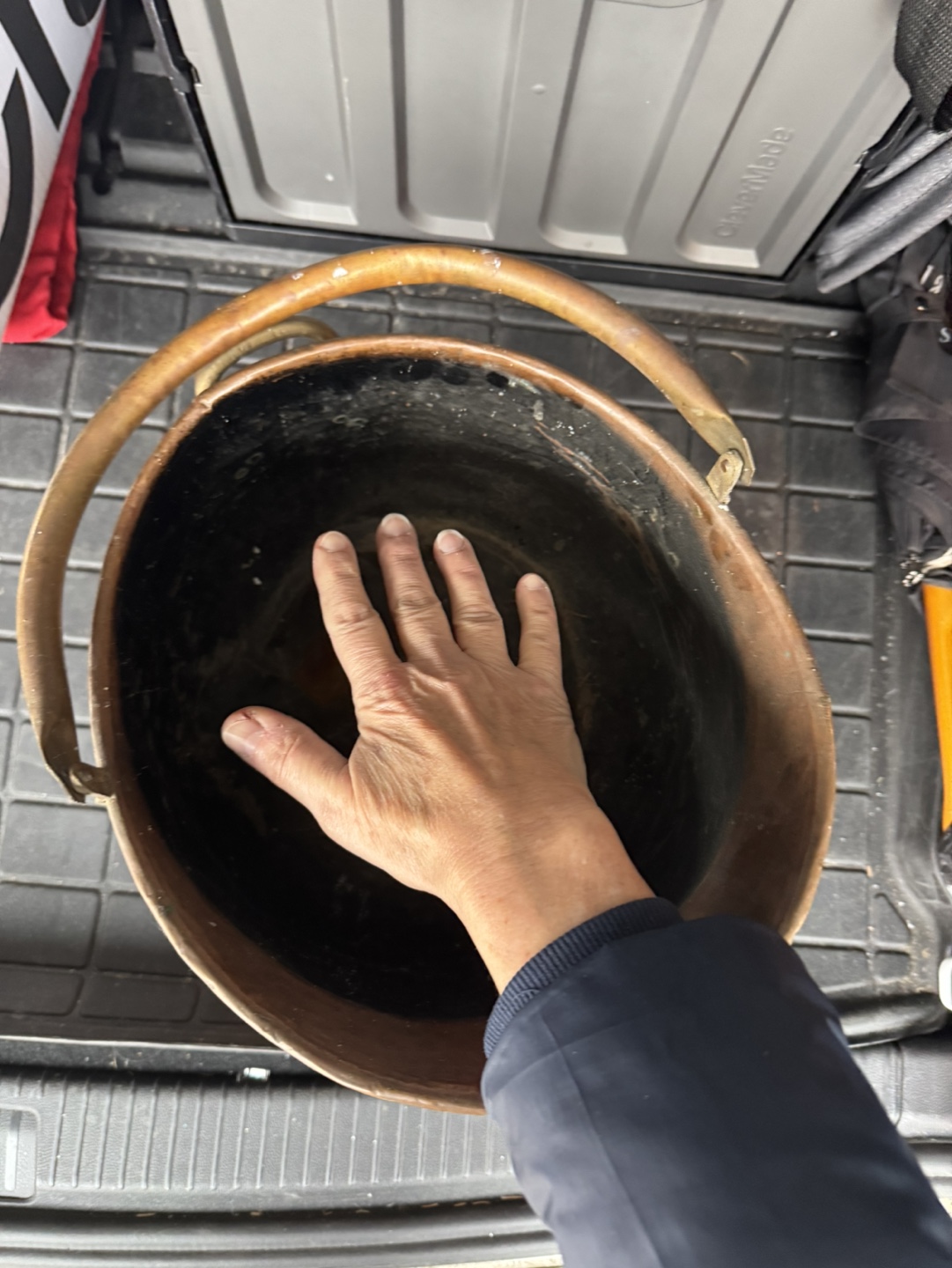 Antique Copper Bucket with Brass- $30 Accents - photo 4