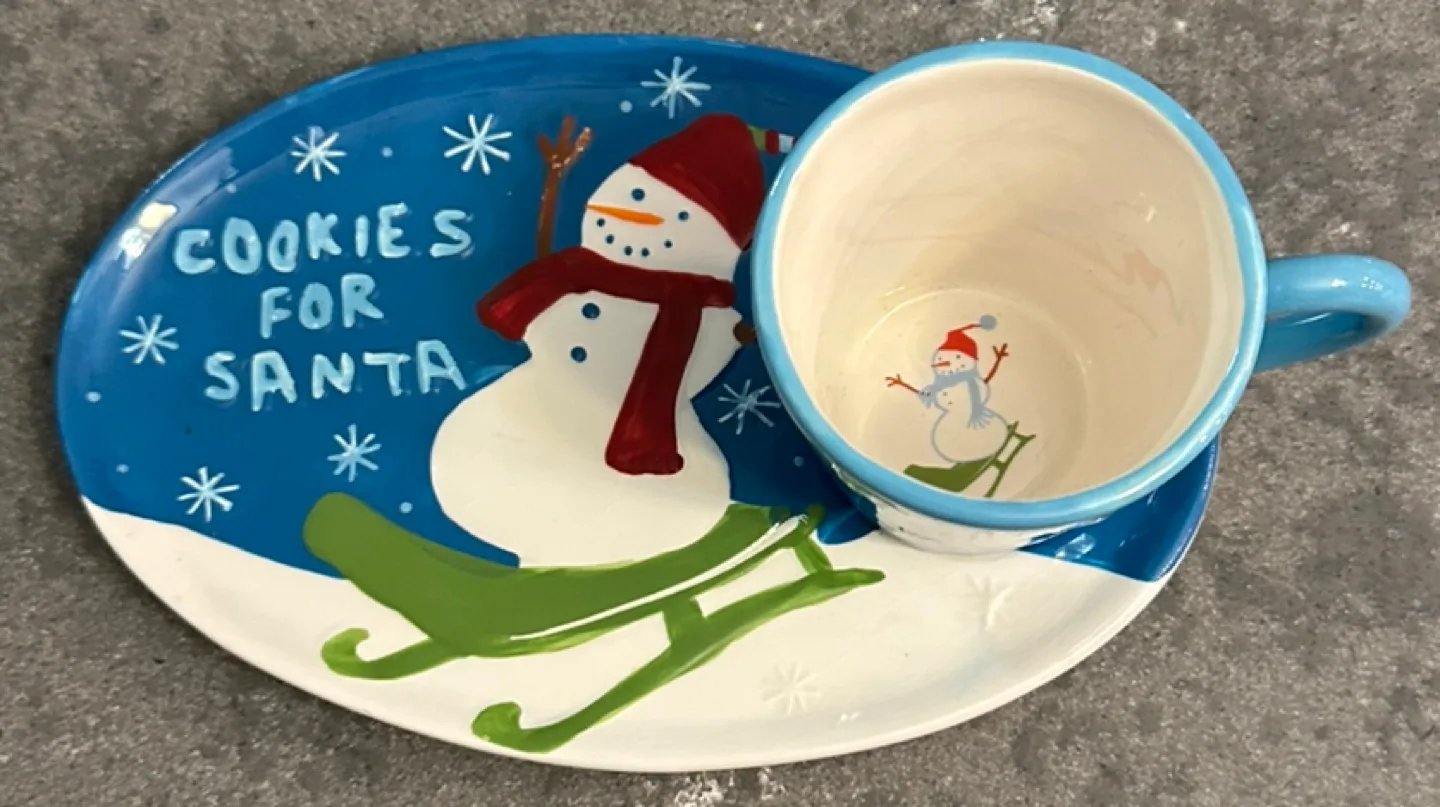 Xmas Cookies&Milk for Santa Snowman Mug and Plate Set image indicator(2)