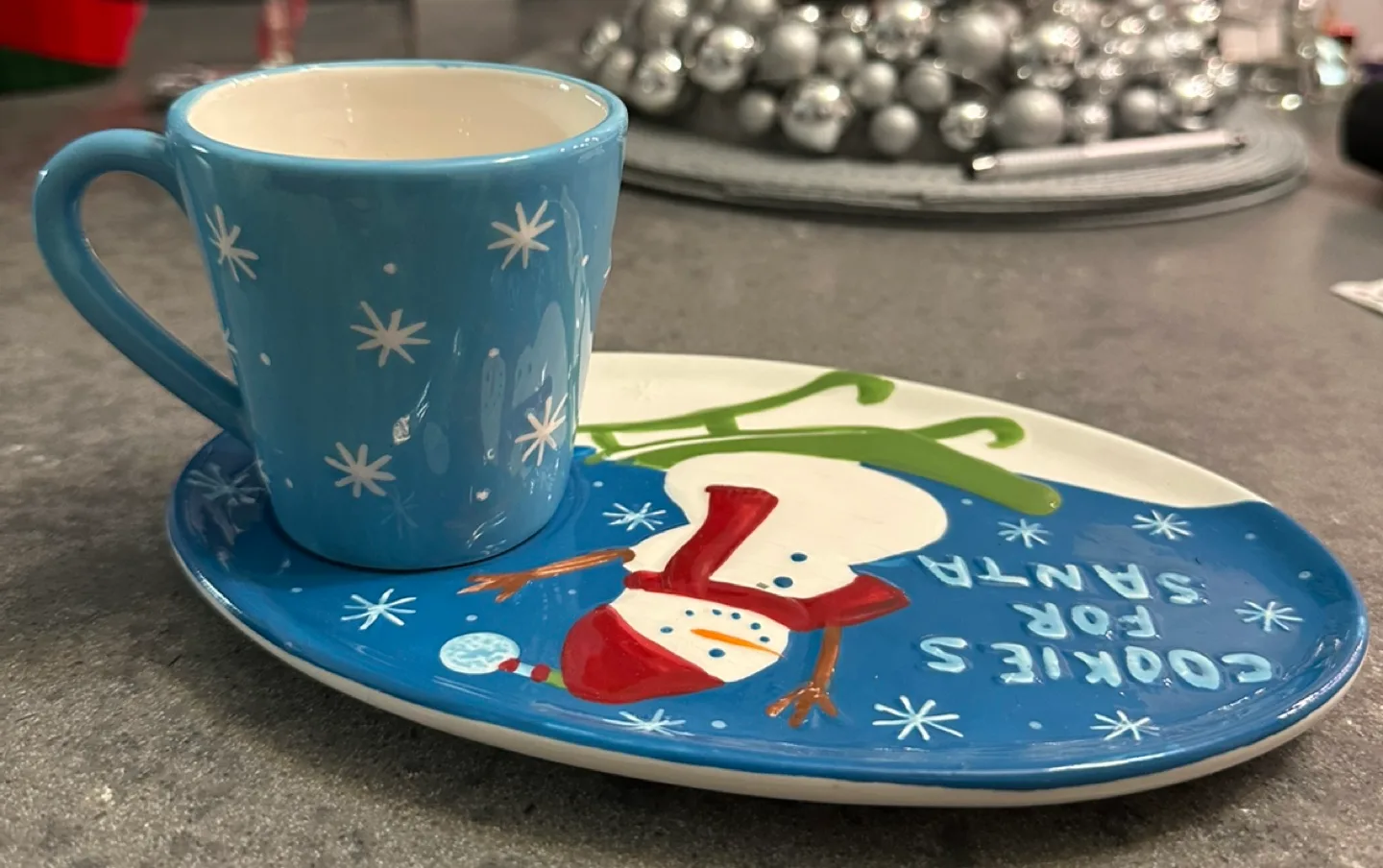 Xmas Cookies&Milk for Santa Snowman Mug and Plate Set image indicator(3)