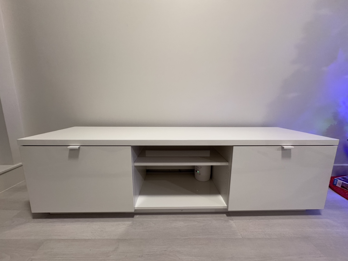 White TV Stand with Doors and Drawer - photo 2