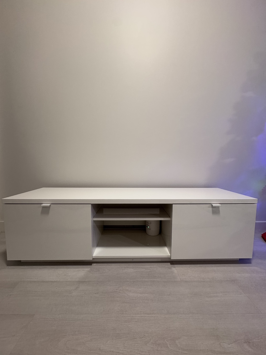 White TV Stand with Doors and Drawer