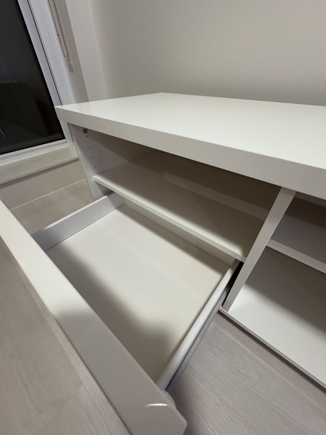White TV Stand with Doors and Drawer - photo 3