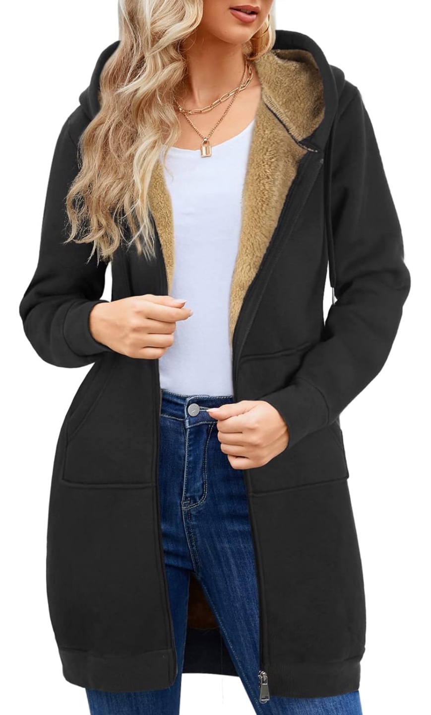 NEW! Women's Black Fleece-Lined Hoodie
