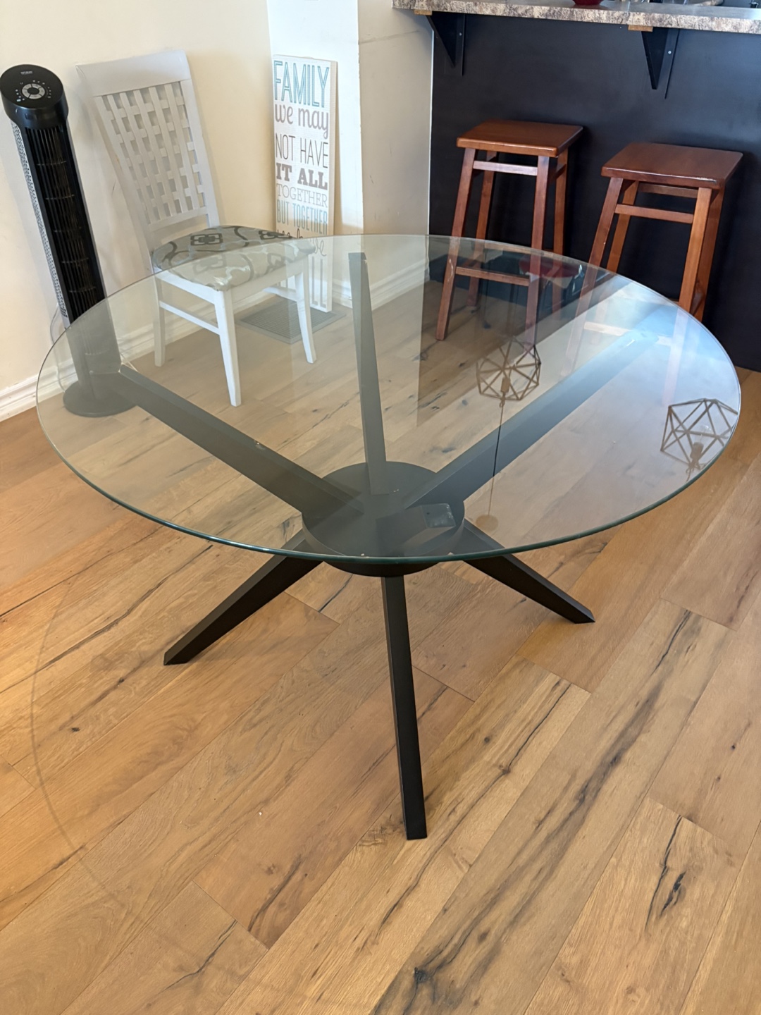 Glass and Metal Dining Table