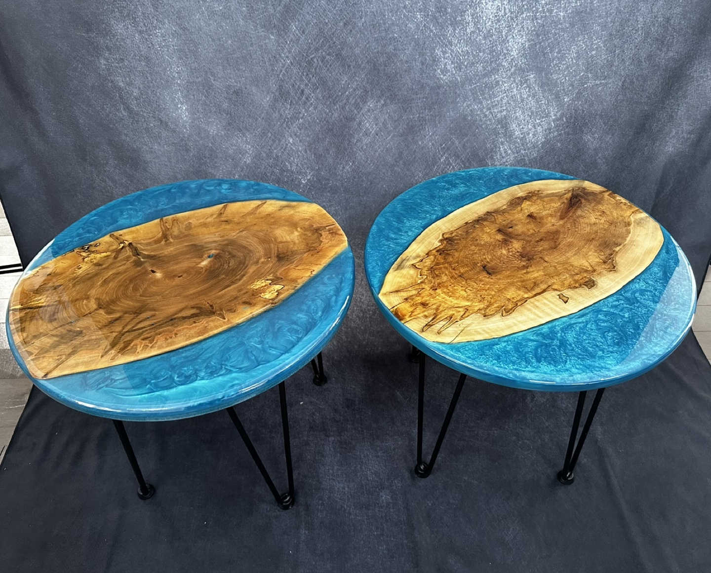 Set of 2 Resin & Wood End Tables - photo 3