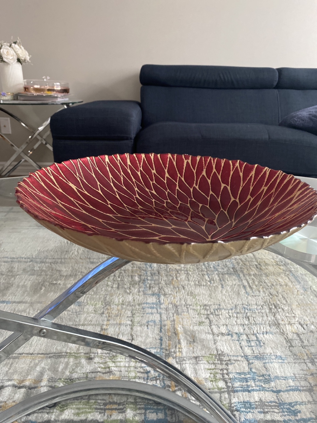 Red and Gold Glass Bowl