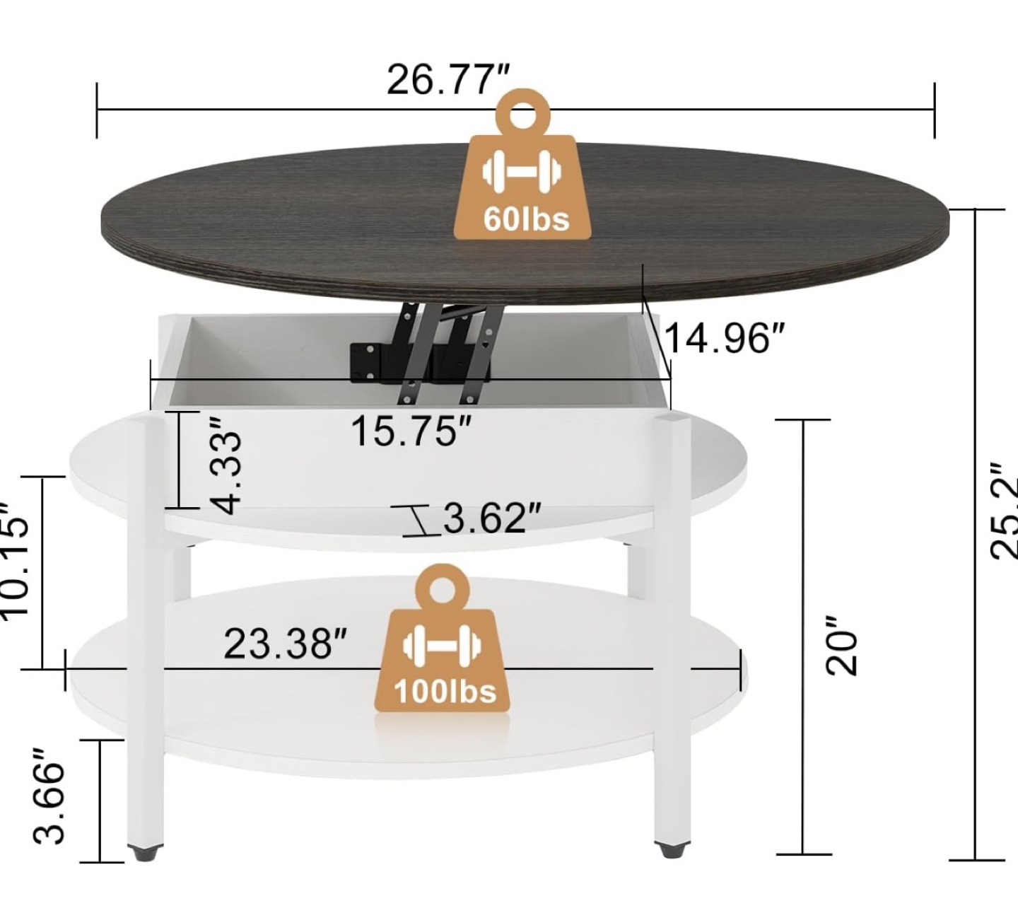 Lift Top Coffee Table with Storage - photo 2