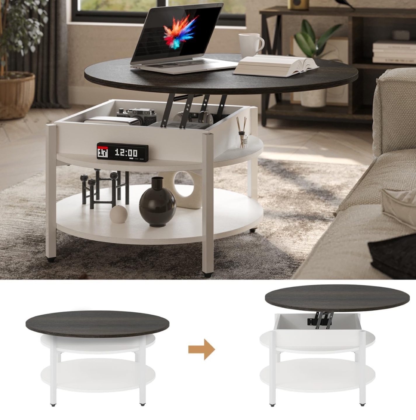 Lift Top Coffee Table with Storage - photo 3