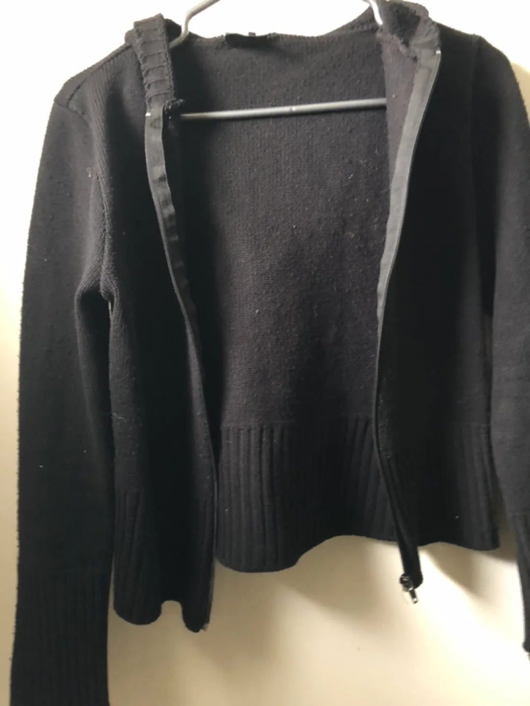 Black Knit Zip-Up Hoodie thumbnail